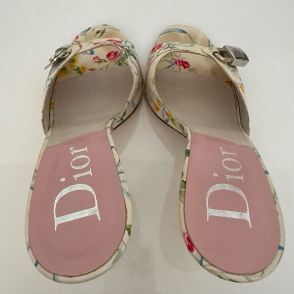 Christian Dior Vintage Floral Lock & Key Heels Size EU 39.5 US 9.5 Authentic - Picture 4 of 8